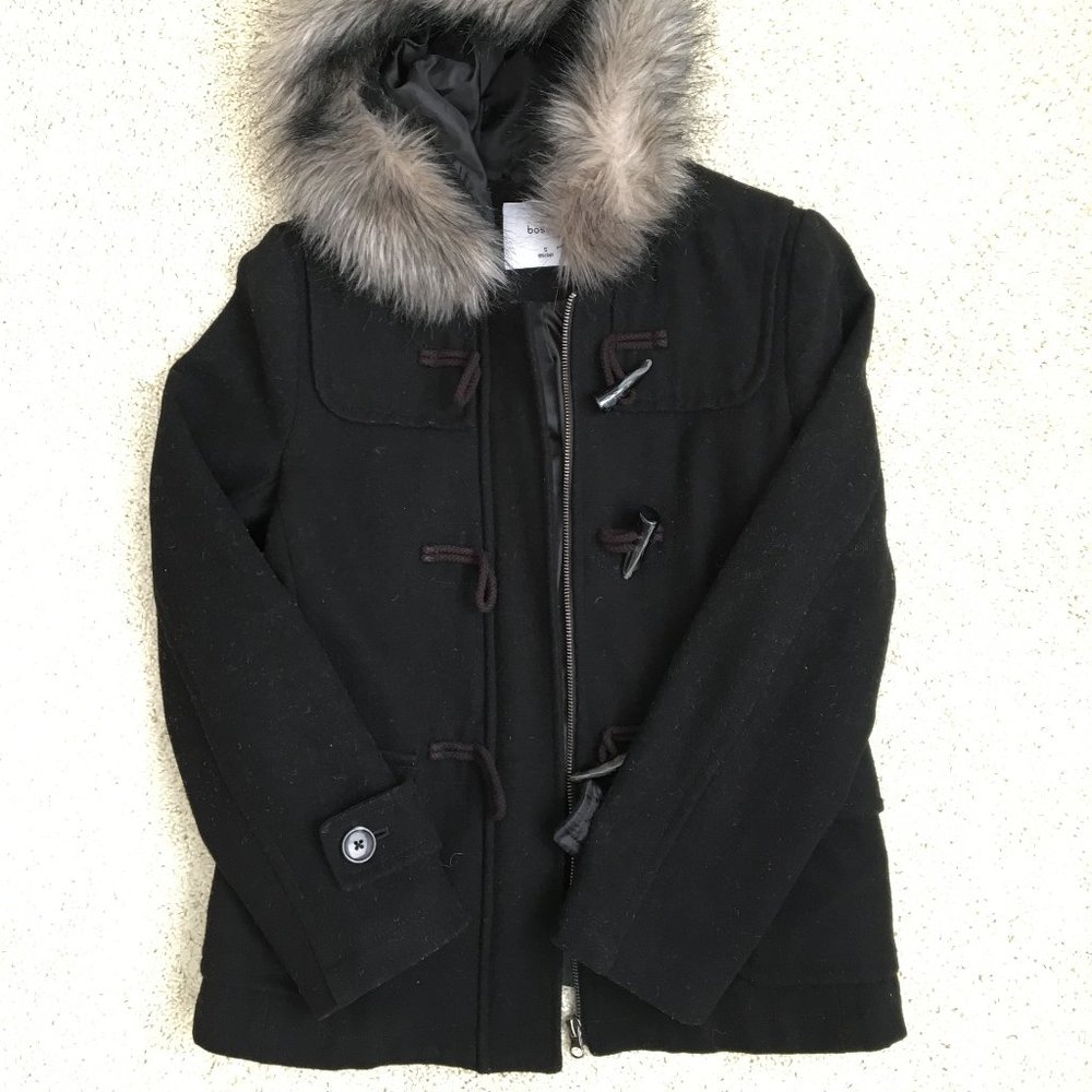 Bossini Women's 61% Wool Black Duffle Coat (LIKE NEW!)